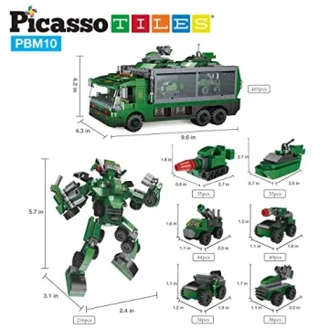 PicassoTiles 655pc Transformer Building Kit for Kids