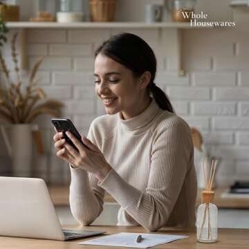 Whole Housewares Reed Diffusers for Home - Transparent Glass with Wooden Top - Elegant Empty Design - Ideal Bathroom Diffuser - 4 Pieces - Stable and Artistic Base - Oil Stick Diffuser - 4.9 x 1.9 in