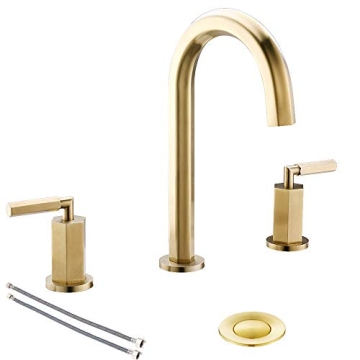 Luxurious Phiestina Brushed Gold Widespread Bathroom Faucet with Unique Hexagonal Design