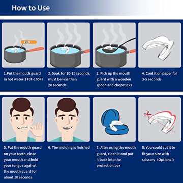 GlorySmile Mouth Guard for Clenching Teeth at Night, Upgraded Night Guards for Teeth Grinding, Pack of 8 Moldable Mouth Guard Stops Bruxism and Teeth Clenching 2 Sizes with Two Travel Cases