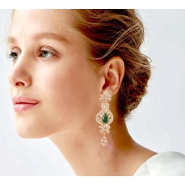 Touchstone Peacock Motif Chandelier Earrings for Women