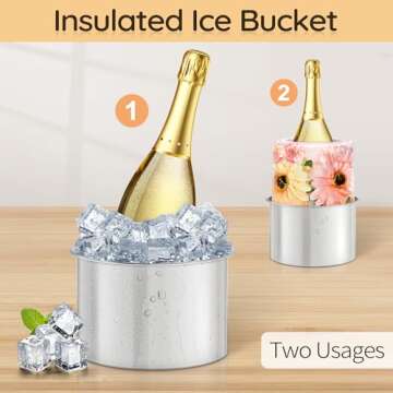 EcoCalm Silicone Ice Mold Wine Bottle Chiller, Champagne Ice Bucket Mold DIY Decorations with Flowers/Fruits/Leaves for Party/Dinner/Dating/Wedding