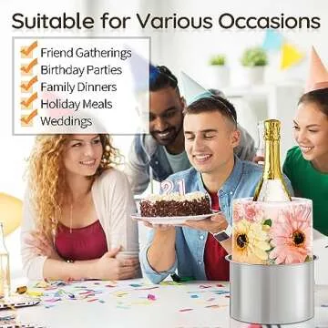EcoCalm Silicone Ice Mold Wine Bottle Chiller, Champagne Ice Bucket Mold DIY Decorations with Flowers/Fruits/Leaves for Party/Dinner/Dating/Wedding