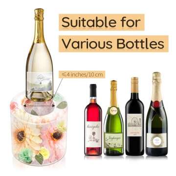 EcoCalm Silicone Ice Mold Wine Bottle Chiller, Champagne Ice Bucket Mold DIY Decorations with Flowers/Fruits/Leaves for Party/Dinner/Dating/Wedding