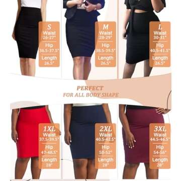 Hybrid & Company Women's Premium Nylon Ponte Stretch High Waist Pencil Suit Skirt Below Knee KSK45002 1073T Blush S