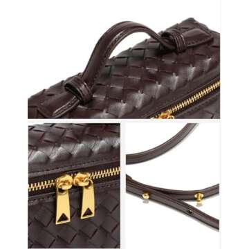 Trendy Woven Crossbody Purse Square Box Bags Women Shoulder Bag Cute Satchels Mini PU Leather Top-Handle Tote Handbag