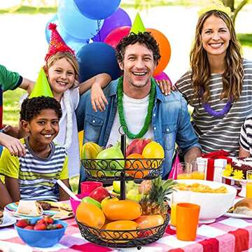 Stylish Black 2-Tier Fruit Basket for Kitchen Storage