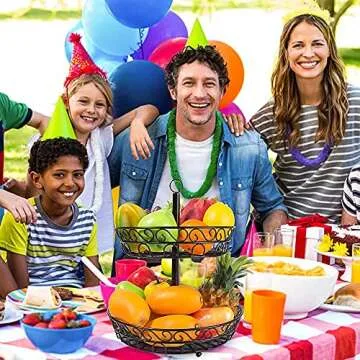 Stylish Black 2-Tier Fruit Basket for Kitchen Storage