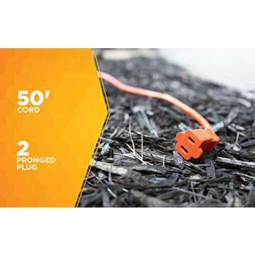 Woods 0723 16/2 SJTW General Purpose Extension Cord, Medium Duty, Ideal for Landscaping and Powering Appliances, Water Resistant Flexible Vinyl Jacket, Durable Molded Plug, 50 Foot, Orange