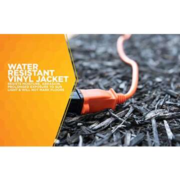 Woods 0723 16/2 SJTW General Purpose Extension Cord, Medium Duty, Ideal for Landscaping and Powering Appliances, Water Resistant Flexible Vinyl Jacket, Durable Molded Plug, 50 Foot, Orange
