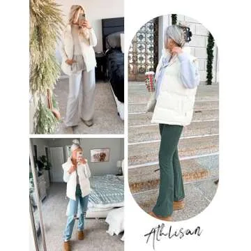 Athlisan Womens Zip Up Puffer Vest Stand Collar Sleeveless Padded Jacket Coat(White-S)