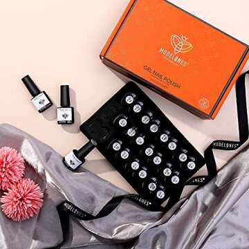 modelones Gel Nail Polish 24PCS Brown Red Pink Purple 7ml Gel Polish Set Winter Spring Soak Off Gel Nail Kit Glitter Nail Gel Polish Starter Kit Beauty Gifts Set