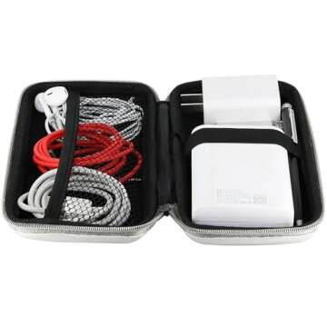 iMangoo Shockproof Carrying Charger Case Hard Protective EVA Impact Resistant Power Bank Pouch Small Electronics Organizer Cable Accessory Travel Essentials for Women, Size 6.5''x3.2''x1'',Silver