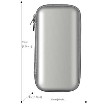 iMangoo Shockproof Carrying Charger Case Hard Protective EVA Impact Resistant Power Bank Pouch Small Electronics Organizer Cable Accessory Travel Essentials for Women, Size 6.5''x3.2''x1'',Silver
