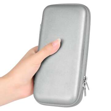 iMangoo Shockproof Carrying Charger Case Hard Protective EVA Impact Resistant Power Bank Pouch Small Electronics Organizer Cable Accessory Travel Essentials for Women, Size 6.5''x3.2''x1'',Silver