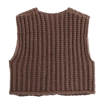 KEOMUD Women Sleeveless Crop Knit Cardigan - Stylish Comfort