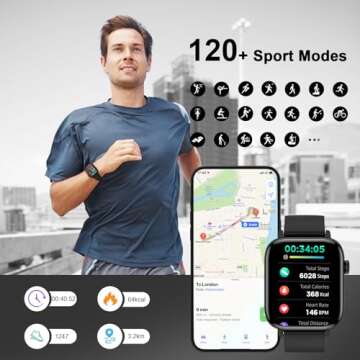 PJYUBVOR Smart Watch: Bluetooth Call, Fitness Tracker