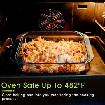 NUTRIUPS 1.7QT Glass Baking Pan, Square Baking Dish for Oven