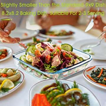 NUTRIUPS 1.7QT Glass Baking Pan, Square Baking Dish for Oven