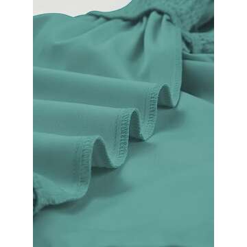 blibean Tween Girl Summer Dress Kid Ruffle Short Sleeve Outfit Solid Semi Formal Dressy Clothes Boho Fancy Party Clothing Size 10-12 Years Old Green