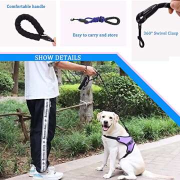 Gusiwhoo 5FT Reflective Dog Leash: Comfortable Padded Handle & Highly Reflective Threads Heavy Duty ...