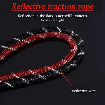 Gusiwhoo 5FT Reflective Dog Leash: Comfortable Padded Handle & Highly Reflective Threads Heavy Duty Rope Dog Leashes for Medium Large Dogs (Purple)