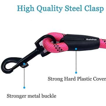 Gusiwhoo 5FT Reflective Dog Leash: Comfortable Padded Handle & Highly Reflective Threads Heavy Duty Rope Dog Leashes for Medium Large Dogs (Purple)