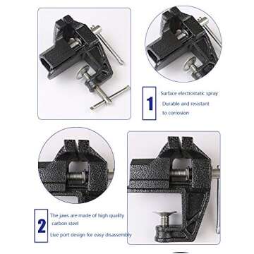 Compact 2.4" Mini Table Clamp for Crafts & Repairs