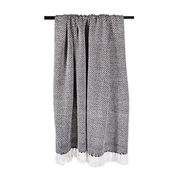 DII Cotton Basket Weave Throw - Stylish & Durable Indoor/Outdoor Blanket