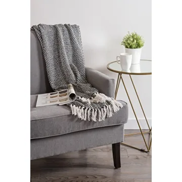 DII Cotton Basket Weave Throw - Stylish & Durable Indoor/Outdoor Blanket