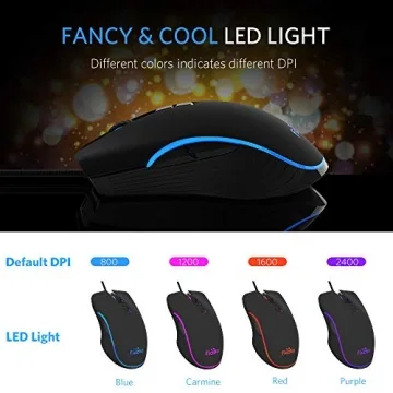 Fiodio Wired Gaming Mouse with RGB Lighting and DPI Control