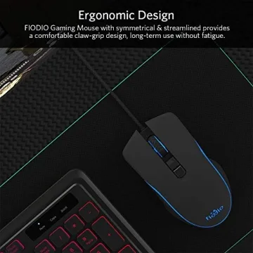 Fiodio Wired Gaming Mouse with RGB Lighting and DPI Control