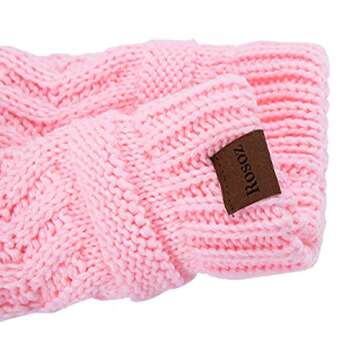 Rosoz 2 Pack Ponytail Beanie for Women,Winter Warm Beanie Tail Soft Stretch Cable Knit Messy High Bun Hat