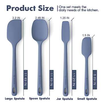 ChefAide 4 Pieces Silicone Spatula Set, Food Grade Rubber Spatula, Upgrade Strong Handle with Ergono...