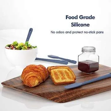 ChefAide 4 Pieces Silicone Spatula Set, Food Grade Rubber Spatula, Upgrade Strong Handle with Ergonomic Grip, Heat Resistant for Nonstick Cookware, Cooking