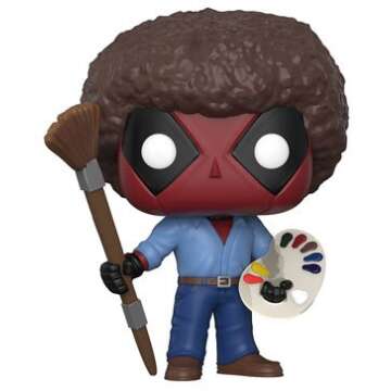 Funko Deadpool Bob Ross Playtime 70s with Afro POP! Bobble Figure - Deadpool + Bob Ross - Collectibl...