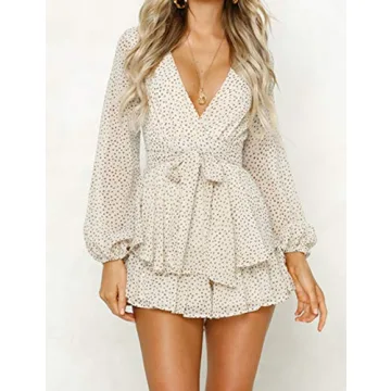 Relipop Women's Floral Summer Romper Knot Front Casual Wear