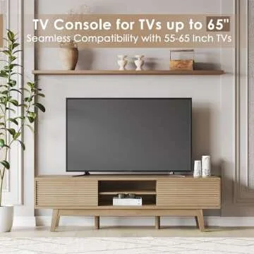 TOLEAD 59" TV Console with Fluted Doors for Modern Living