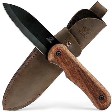 BeaverCraft Bushcraft Knife Full Tang Survival Knife with Leather Sheath - Essential EDC Tool for Ou...