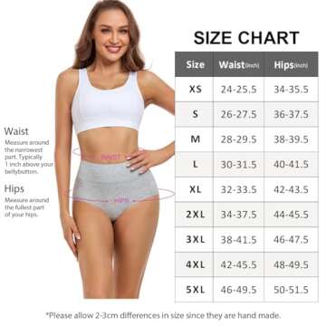 wirarpa Women's Cotton Postpartum Underwear High Waisted Ladies Panties Full Coverage Briefs Heather Grey Large