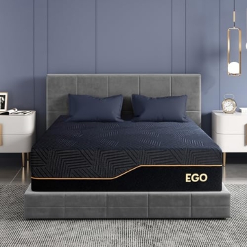 EGOHOME 14 Inch King Size Memory Foam Mattress for Back Pain, Cooling Gel Mattress Bed in a Box, Mad...