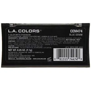 L.A. COLORS 5 Color Matte Eyeshadow Palette, Blue Denim CEM474