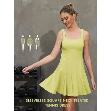 Rigolla Womens Workout Tennis Dress with Built in Shorts and Bra Athletic Golf Activewear Green L