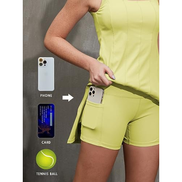 Rigolla Womens Workout Tennis Dress with Built in Shorts and Bra Athletic Golf Activewear Green L