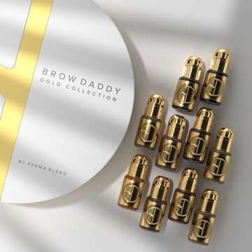 Perma Blend Brow Daddy - Gold Collection Tattoo Ink Kit, Set of 10 - Microblading Ink for Permanent Makeup - Shades Range From Blonde to Black - Vegan (0.5 oz)