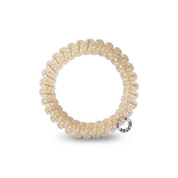 TELETIES - Spiral Hair Coils - Ponytail Holder Hair Ties for Women - Phone Cord Hair Ties - Strong Grip, No Rip, Water Resistant, No Crease Hair Tie Coils - 3 pack (Large, Counting Karats)