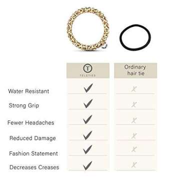 TELETIES - Spiral Hair Coils - Ponytail Holder Hair Ties for Women - Phone Cord Hair Ties - Strong Grip, No Rip, Water Resistant, No Crease Hair Tie Coils - 3 pack (Large, Counting Karats)