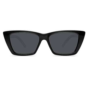 WOWSUN Narrow Small Vintage Polarized Cat Eye Sunglasses for Women