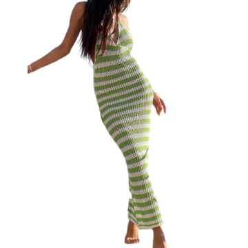 NUFIWI Print Knit Bodycon Dress for Women in Green