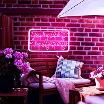 You're Like Really Pretty Neon Signs for Wall Decor, Led Neon Sign Aesthetic Room Decor for Teen Gir...